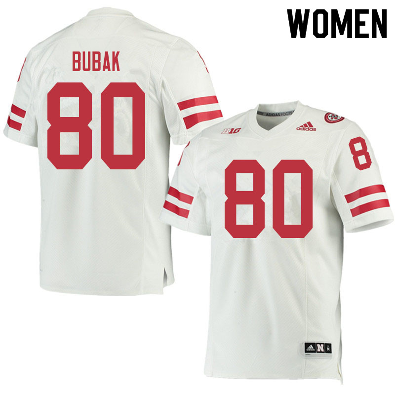 Women #80 Jared Bubak Nebraska Cornhuskers College Football Jerseys Sale-White - Click Image to Close